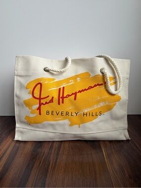 VTG Fred Hayman Beverly Hills Rectangular Tote Bag Rope Handles